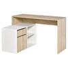 L-förmiger Schreibtisch, Eck-Computertisch mit Schublade, verstellbarem Regal, Schrank für Homeoffice und Arbeitszimmer, 120 x 92 x 75 cm, Eiche und Weiß