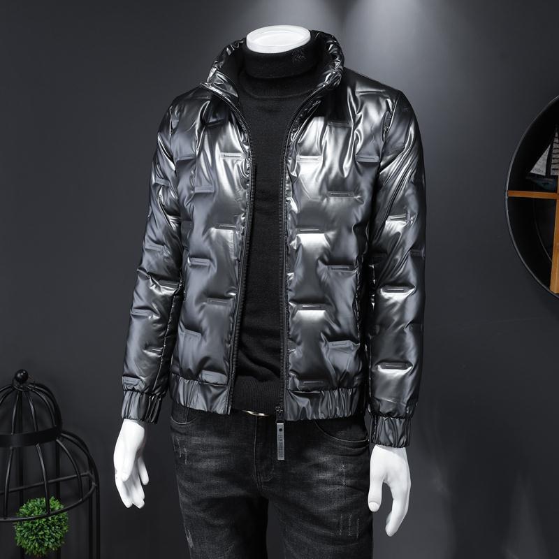 Men's Trendy Short Korean-Style Shiny Down Cotton Jacket - Thick, Warm, and Cold-Proof for Winter