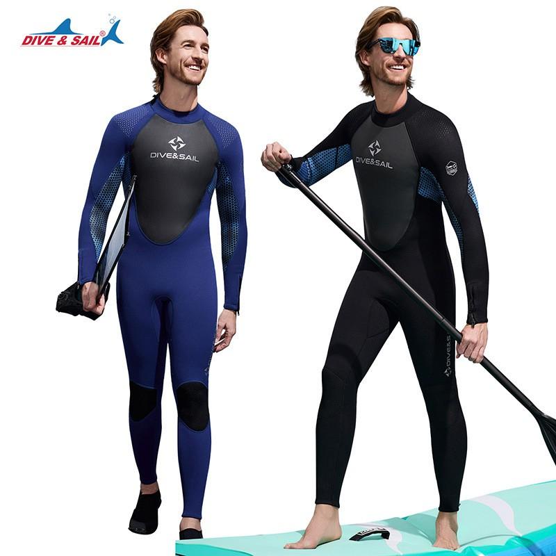 Diving Suit 3MM One-piece Long-sleeved Thick Warm Men's Cold-proof Snorkeling Surfing Swimsuit