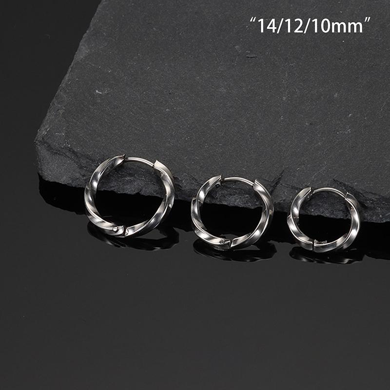 

1Pair Black Silver Gold Color Tone Stainless Steel Hoop Earrings Round Loop Earring Men Women Big Size Hyperbole Jewelry 10-14Mm 10MM