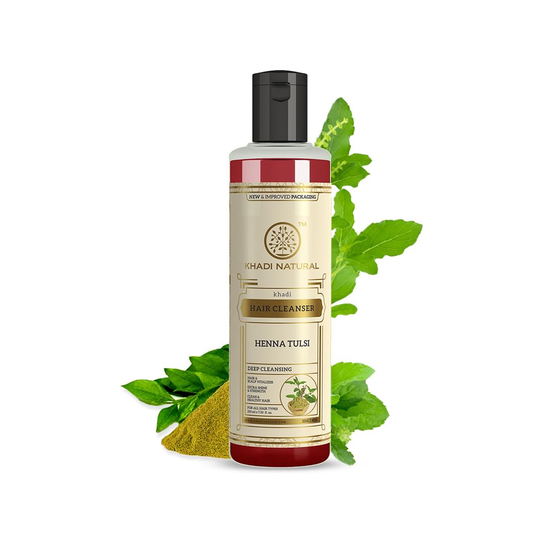

Khadi Natural Henna Tulsi Hair Shampoo 210 ml Pack of 1 | Nourishing Soft Smooth Hair Repair