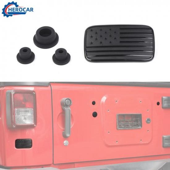 

4Pcs Rear License Plate Delete Cover & Tailgate Plug Cover for Jeep Wrangler JK