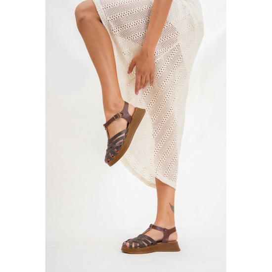 Chaussures et sandales Semelle en polyuréthane légère Cuir véritable Bleu Sandales en cuir pour femmes avec semelle extérieure