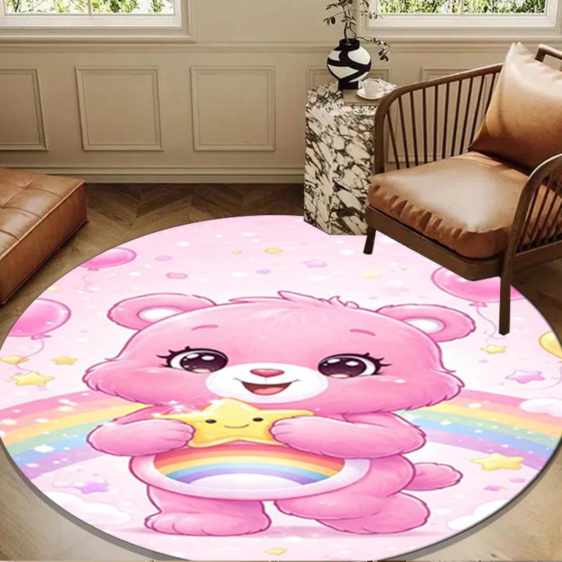 Love Bears Cozy Night Round Rug for Livingroom,Bedroom, Palyroom, Chair Rug, Area Rug, Circle Carpet, Large Size Fan Christmas Gift