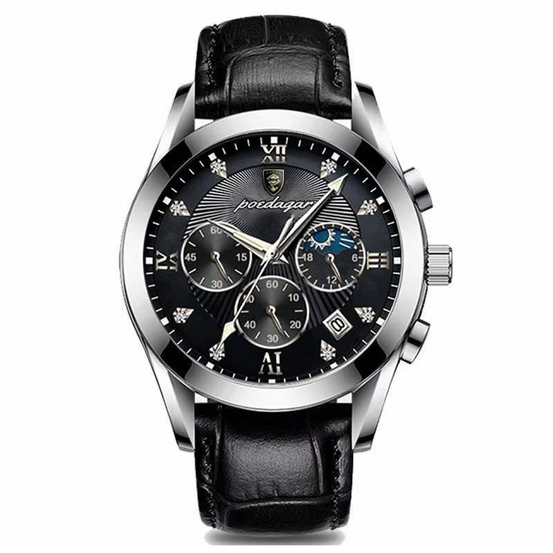 Poedagar 820  Custom Men Quartz Watch Leather & Stainless Steel Strap Sport Business Watch Bulk /ODM Wristwatch