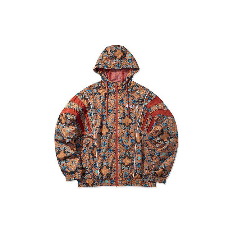 Giacca a vento con cappuccio sportiva casual larga Li Ning Settimana della Moda di Parigi Stampa Dunhuang Giubbotti da uomo AFDQ277-3