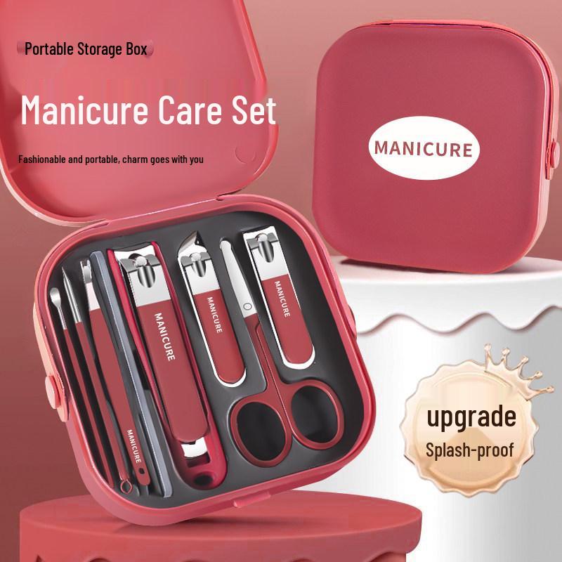 Anti-Splash 8-Piece Handheld Nail Clipper Set for Men and Women красный