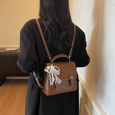 College Style Backpack Bag Women's New Trendy Autumn and Winter Fashion Backpack Versatile Schoolbag Portable Small Square Bag