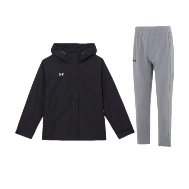 

Under Armour Solid Color Versatile Outdoor Training Fitness Woven Hooded Jacket And Long Pants Casual Sports Set 23600703-014+-23600402-001 XXXL