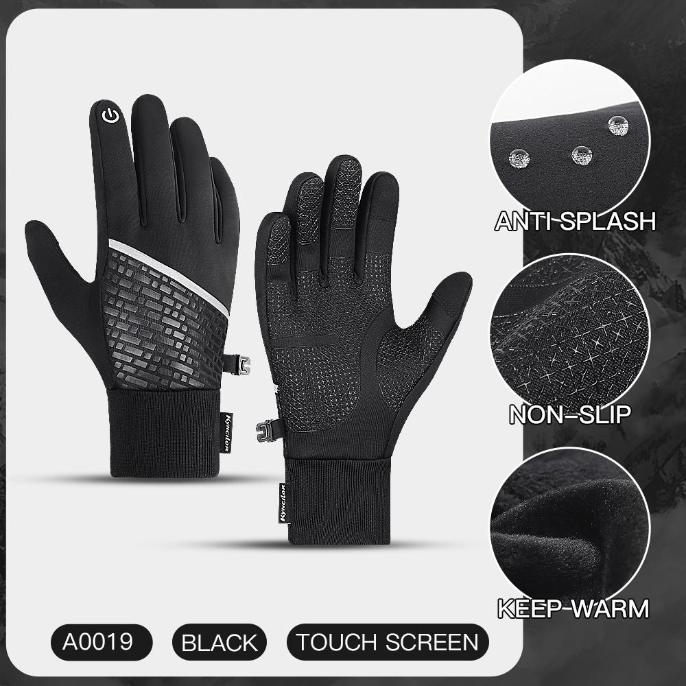 Guantes de invierno cálidos con pantalla táctil, guantes de bicicleta de dedos completos, impermeables, antideslizantes, transpirables, guantes deportivos para motocicleta