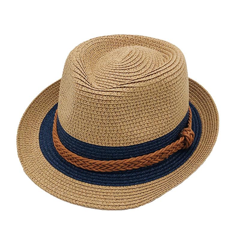 Parent-Child Top Hat Summer Sunshade Sun Protection Beach Hat Seaside Vacation British Jazz Straw Hat Couple Short Brim Top Hat