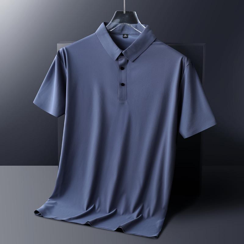 

Dm POLO Shirt Men s Fat Plus Size Polo Neck Top Ice Silk Мужская быстросохнущая однотонная футболка с коротким рукавом XXXXXL