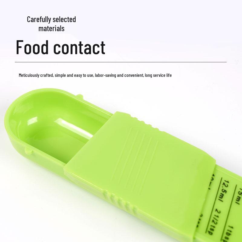 Adjustable Plastic Measuring Spoons with Scale for Spices, Powdered Sugar, Milk, and Coffee
