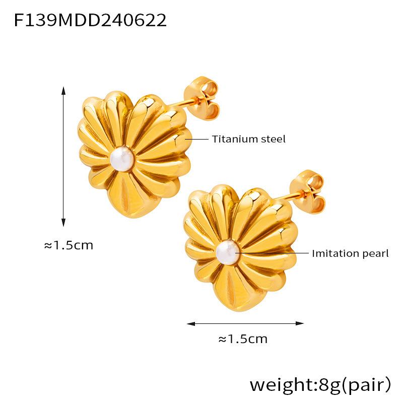 

Французский ретро элегантный классический комплект ювелирных изделий из титановой стали креативное ожерелье с подвеской в форме сердца с имитацией жемчуга серьги