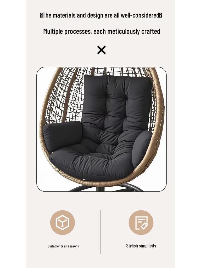 Thickened Hanging Basket Seat with Enlarged Backrest Cushion for Swing, Single Sofa, or Rocking Chair