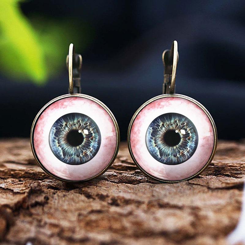 Helle Farbe Glas Cabochon Evil Eye Ohrstecker Modeschmuck Trendy Tier Auge Frauen Charms Französisch Ohrring