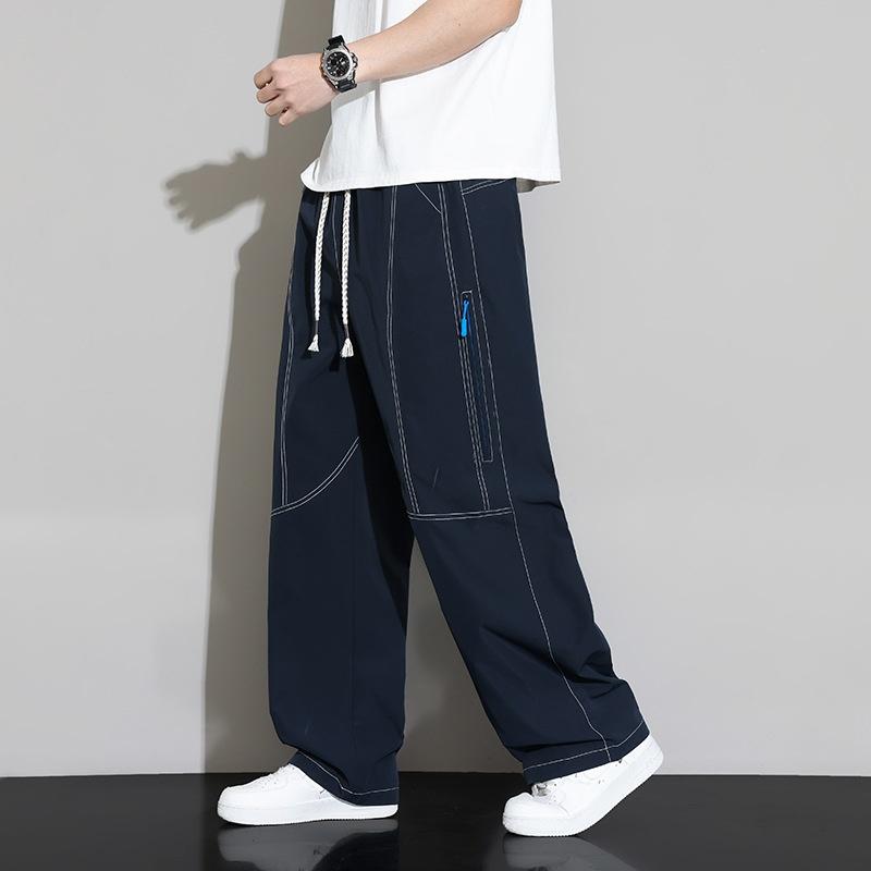 plus Size Men s Spring Autumn Casual Pants Straight Leg Wide Leg Trousers Elastic Waisand Pants S