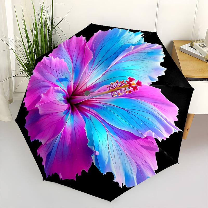 

1pc Floral Bloom Automatic Opening/Closing Folding Umbrella with 8 Ribs,Windproof Portable Sunshade Umbrella Holiday gift yy260401056