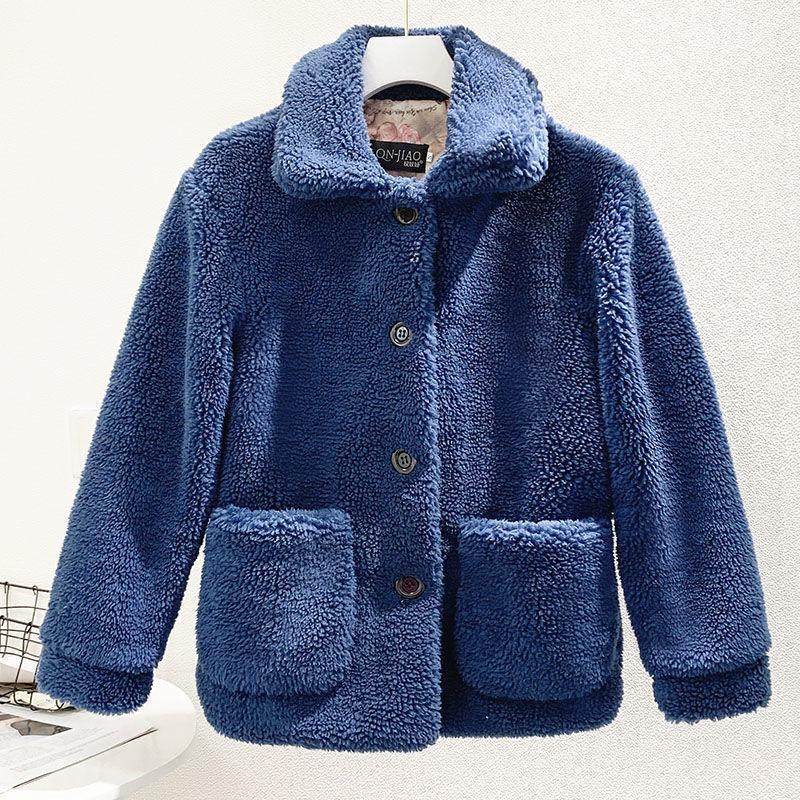 Winter New Imitation Lamb Fur Coat Women's High-necked Granular Sheep Shearing Short Coat Thickened