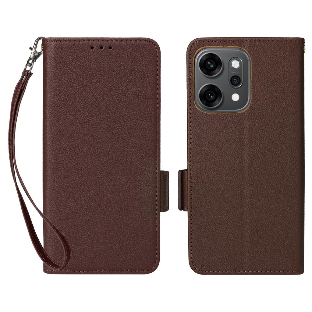 For Oppo Reno14 Pro 5G (Global) Case with Wrist Strap Litchi Texture PU Leather Wallet Phone Cover