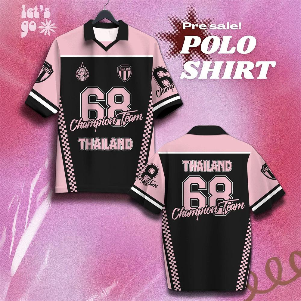 THAILAND Football Soccer Polo Vintage Shirt National Team Unisex Men Women Sport Training JERSEY CHEER Print Quick Dry Short Sleeve Uniform