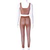 Mesh Passenden Set Transparent 2 PCS Streifen Hosen Sets Club Outfits Langarm Crop Top Sexy Zwei Stück Sets Frauen hosen Anzüge