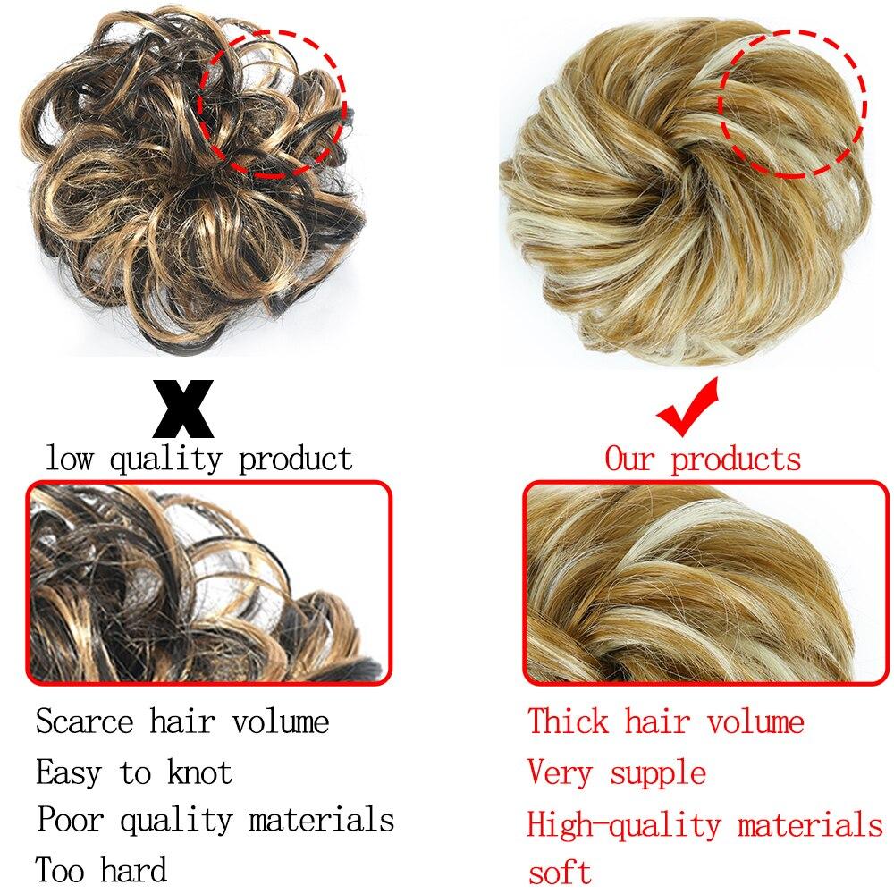 MISSQUEEN Messy Chignon Donut Hair Bun Pad Elastic Hair Rope Rubber Band Synthetic Hairpiece Black Gary Brown Color