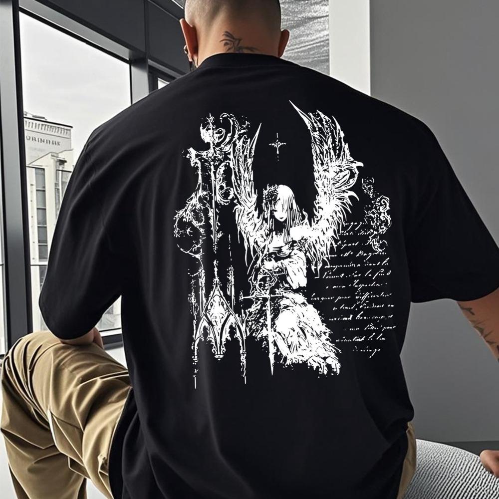 

Dark Angel Printed T-shirt Trendy Brand Loose Street Style Men s T-shirt Summer New Style Unisex Casual T-shirt S разноцветный