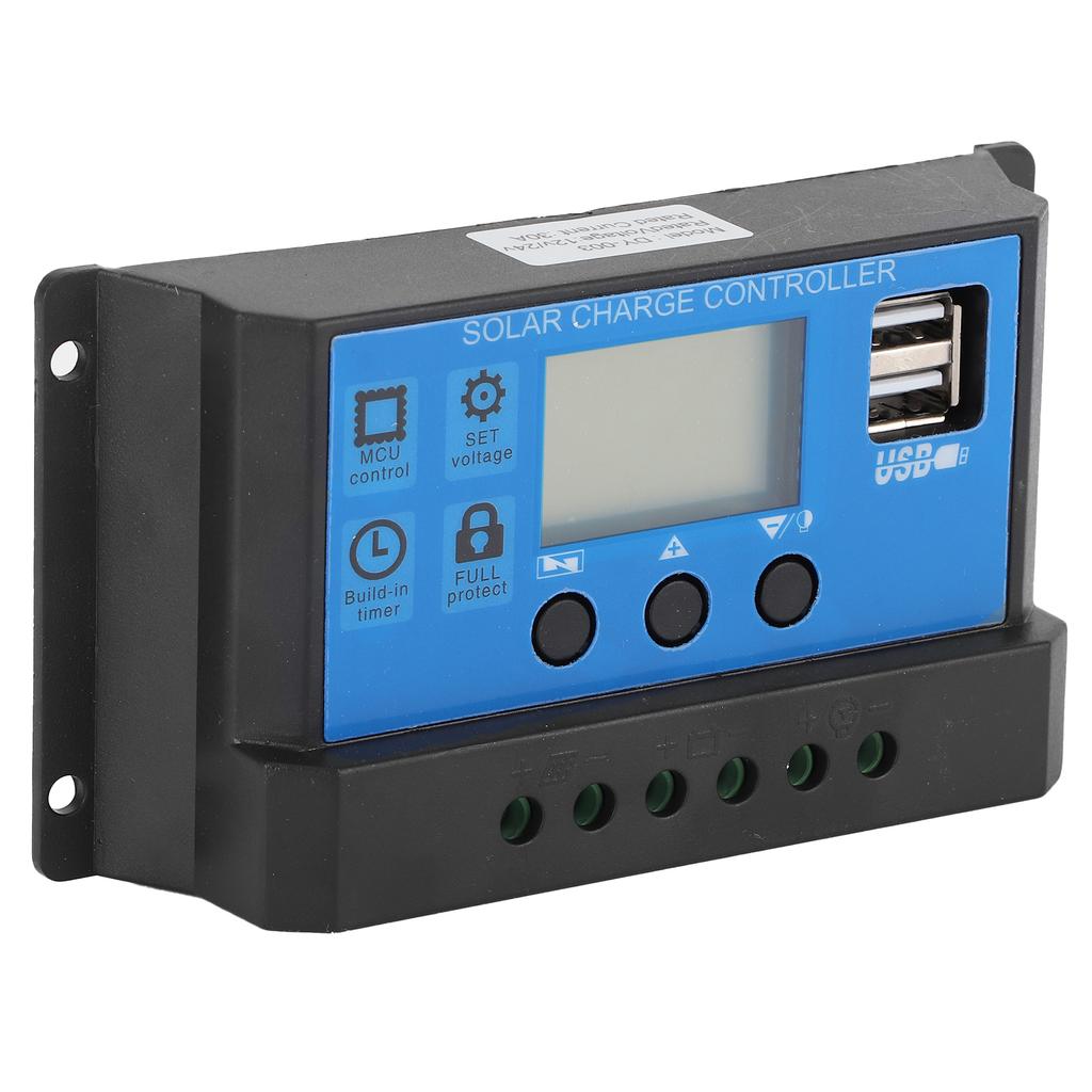 30A LCD Solar Charge Controller 12V 24V Automatic Identification Fully 4‑Stage PWM Controlling