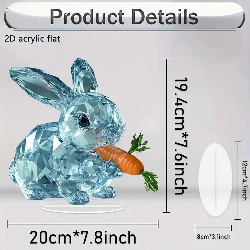 Easter Bunny Ornament Flat Acrylic Ornament Rabbit House Single Desktop Home Office Garden Ornament Yard Decoration Gift