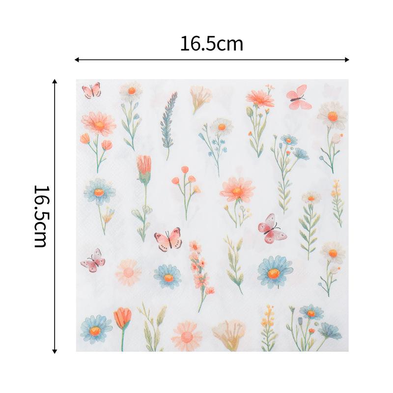 

20 шт./упак. 33*33 см 2-слойные одноразовые салфетки для вечеринок с цветочным узором