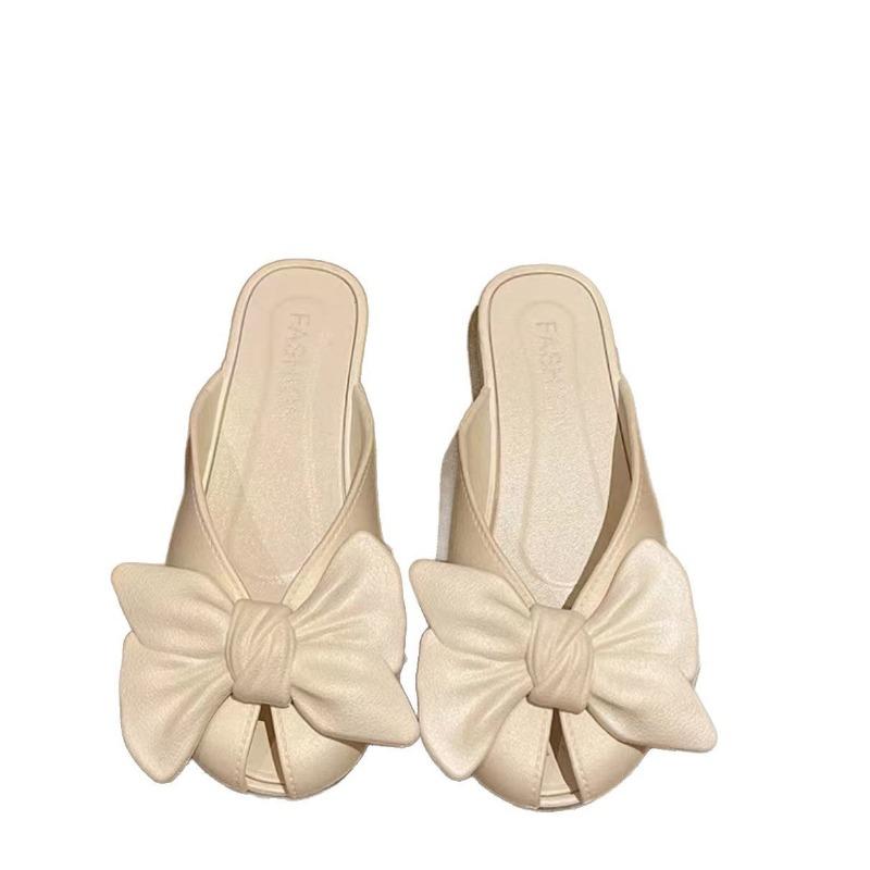Bow girl versatile not tired feet walking date wear-resistant simple comfortable bag head cool slippers