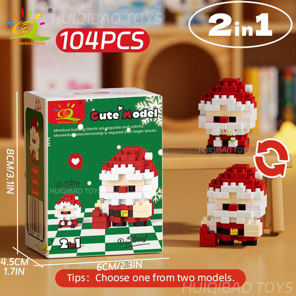 Non-Toxic Mini Christmas Santa Claus Micro Model Building Blocks Diy Tree Elk Snowman Set Bricks Toys For Children New Year Gift
