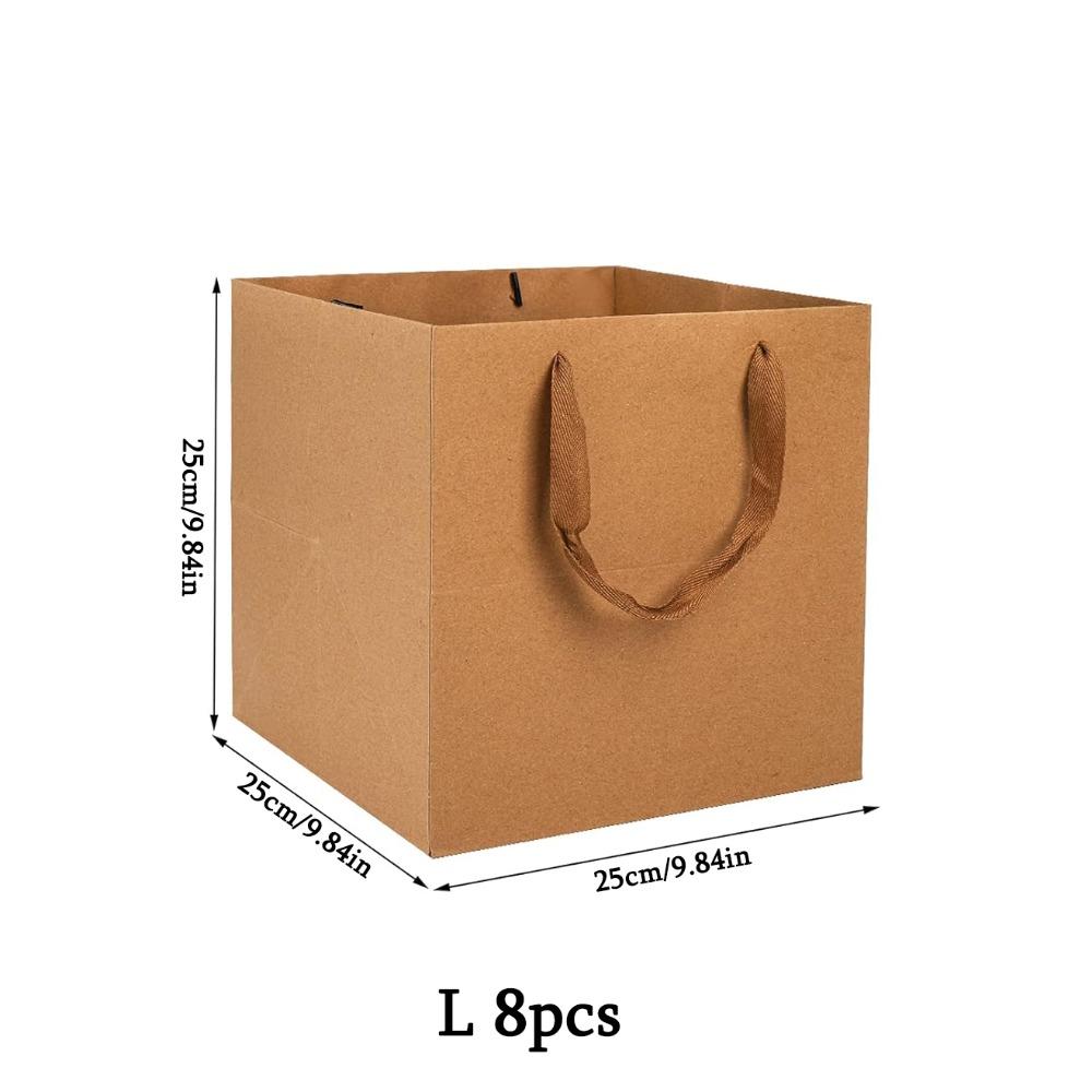 8pcs Square Gift Bags with Handles 3 Sizes Gift Wrap and Shopping Bags Large Retail Business Packaging Bags Bouquet Flower Tote Bag Gift Shopping Bags