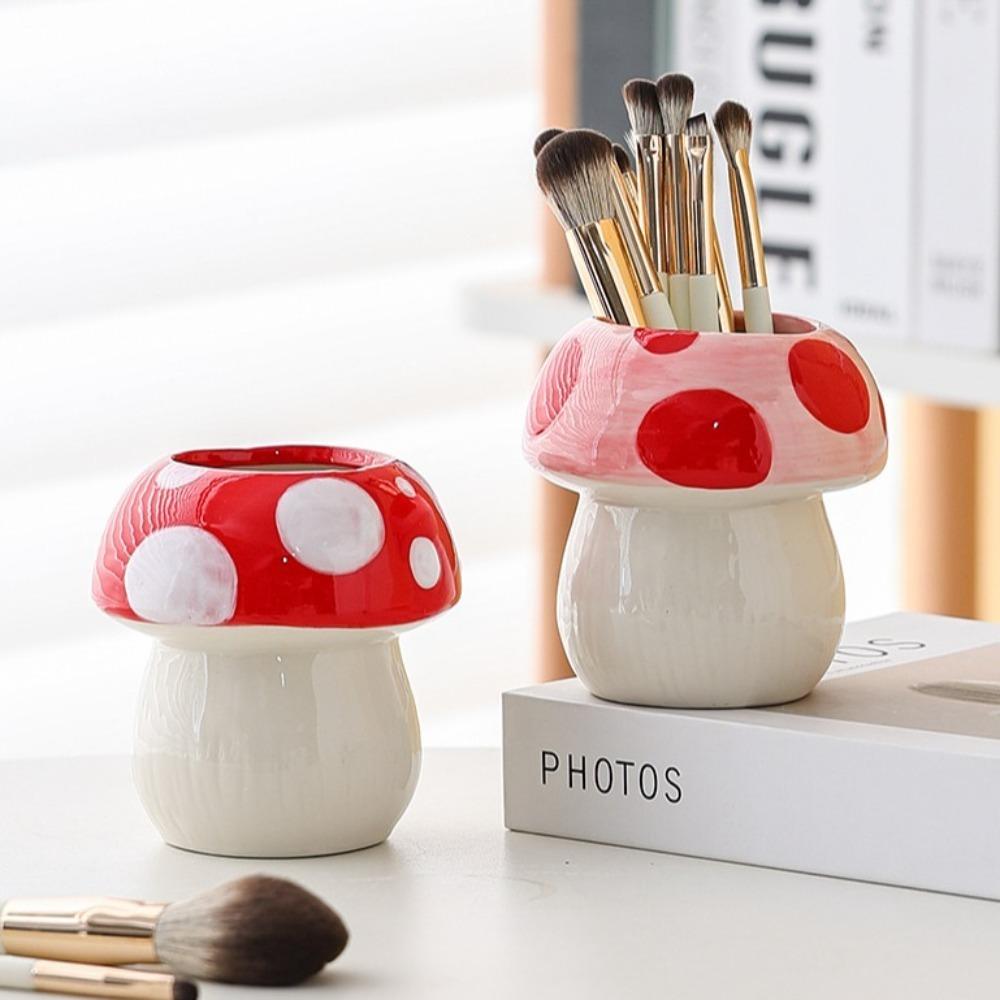 Cartoon Mushroom Pencil Holder Girly Pen Container Pot Stationery Brush Storage Bucket  Girl