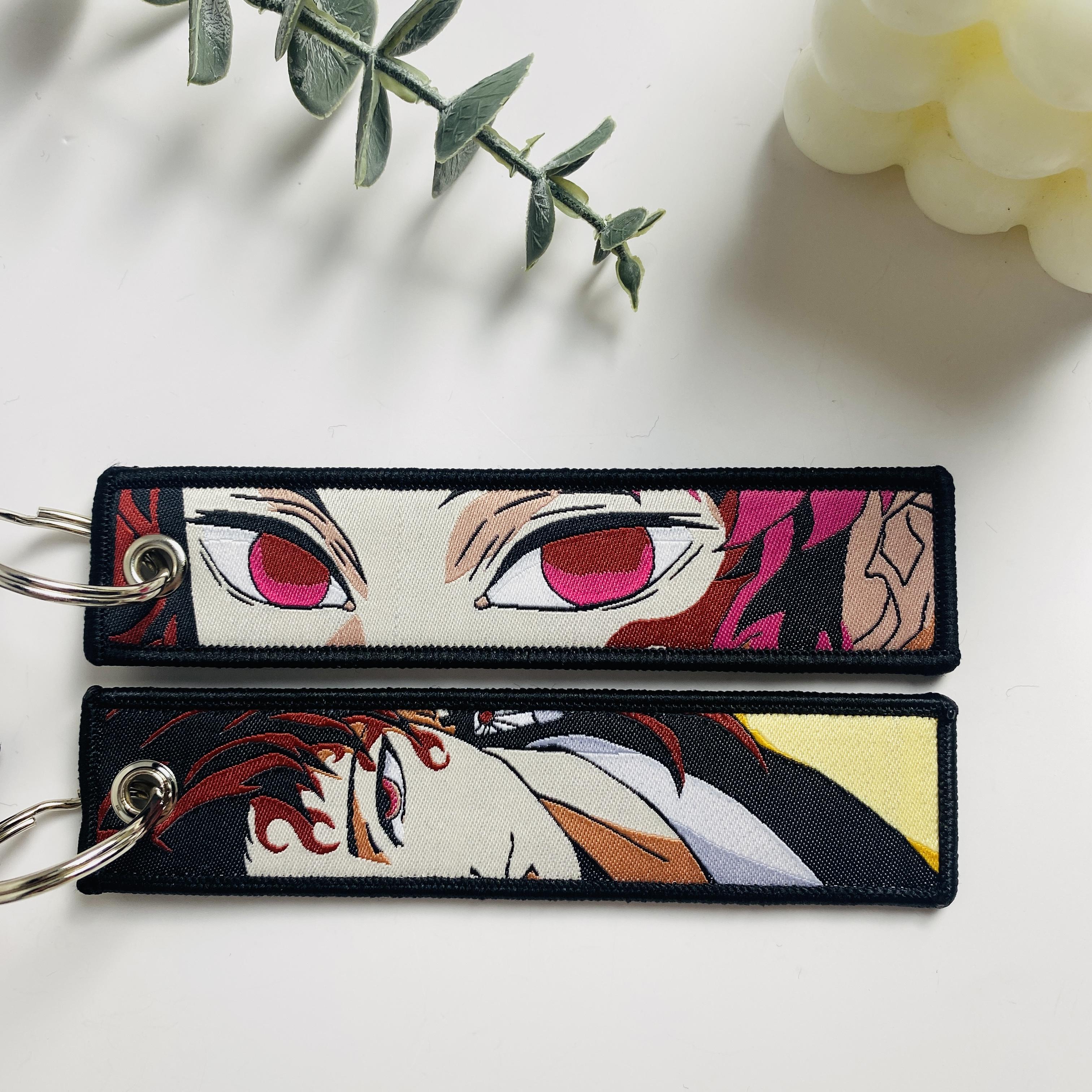 Japanse Anime Sleutelhanger Coole Borduurwerk Sleutelhangers Motoren Auto's Rugzak Sleutels Houder Sleutelring Cadeaus Origineel