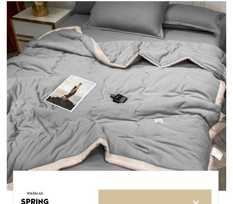 Soft Solid Color Cotton Summer Blanket - Cooling, Skin-Friendly, Lightweight Quilt