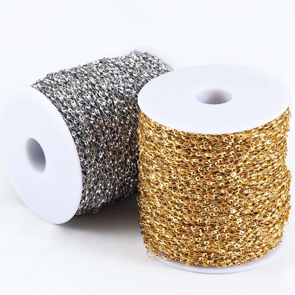 No Fade 1meter Stainless Steel Spiral Twist Stick Link Chain Wave Metal Chain for DIY Necklaces Bracelet Jewelry Making Findings