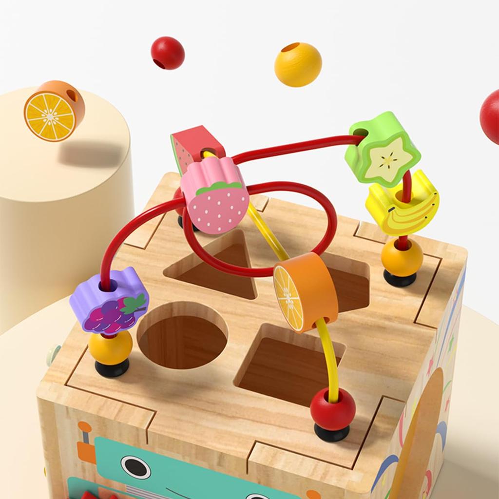 Montessori Educational 7In1 Wooden Activity Game Boys and Early Music Color and Shape Fine Coordination Kindergarten Gift Toy, Cube, Toy, Children's