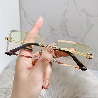 Retro Eyewear UV400 Rectangle Sunglasses Sunglasses for Women Vintage Sunglasses Frameless Sunglasses