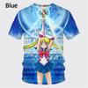 Nové Sailor Moon Anime 3D Tisk Dívčí Tričko s Krátkým Rukávem Ležérní O-výstřih Anime Sailor Moon Dětské Unisex Trička s Krátkým Rukávem