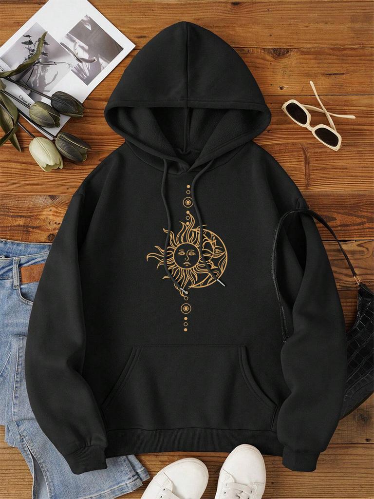 Funny'S Sun And Moon Face Men Women Hoody Hip Hop Loose Hoodies Harajuku Loose Sweatshirt Fashion Warm O-Neccouple Clothes