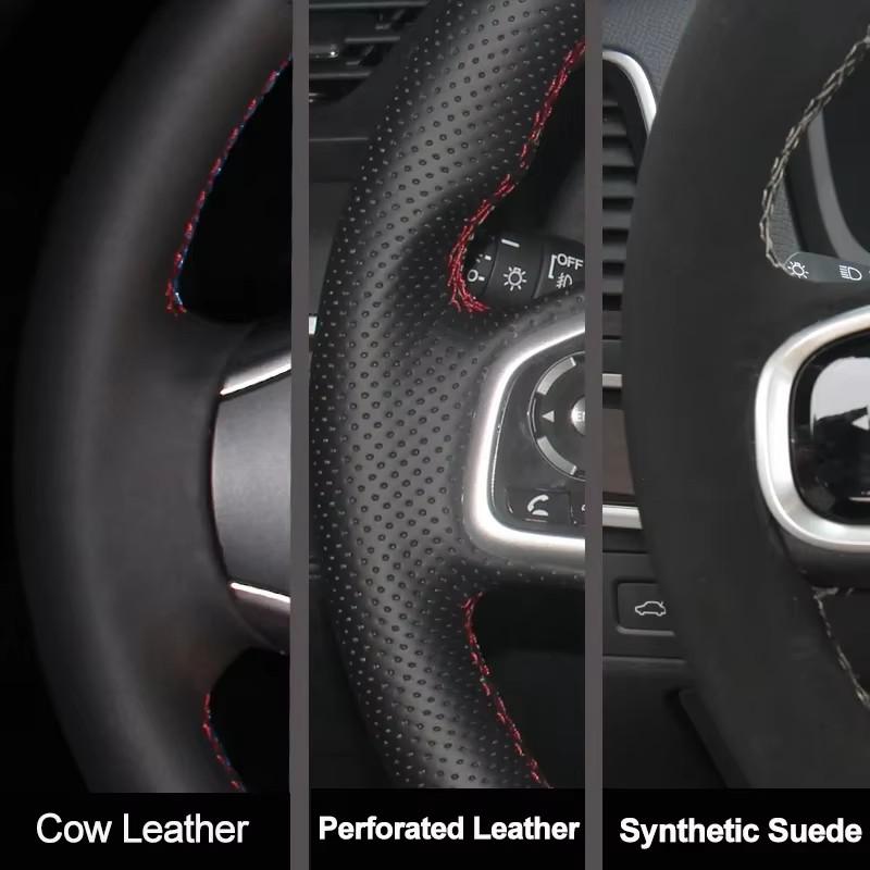 for Porsche Taycan Cayenne Macan Panamera 718 911 hand-stitched non-slip black genuine Leather car steering wheel cover