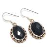 Natural Black Onex Gemstone 925 Solid Sterling Silver Jewelry Earring 1.25" W3S60