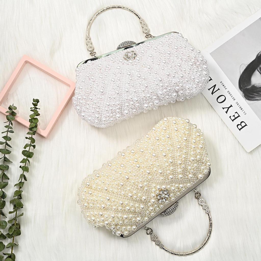 Vintage Chic Pearl Evening Handbag for Women - Ideal for Parties, Banquets, and Formal Events