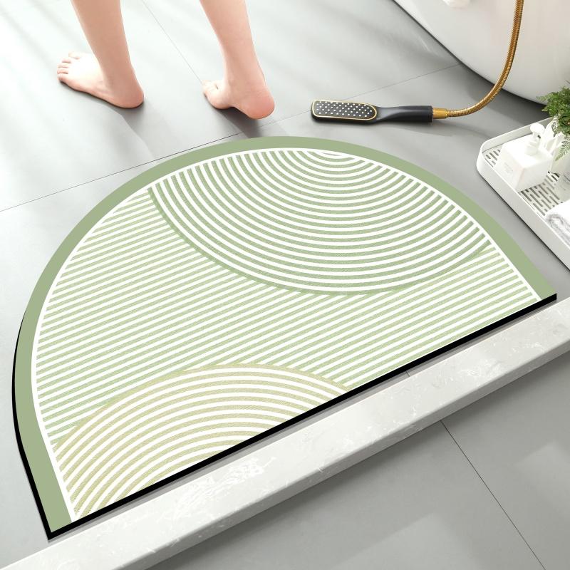 

1 шт. Простой бытовой полукруглый коврик из диатомовой грязи для ванной комнаты, придверный коврик, туалетный противоскользящий коврик, впитывающий коврик для ног для душевой комнаты 40cmx60cm
