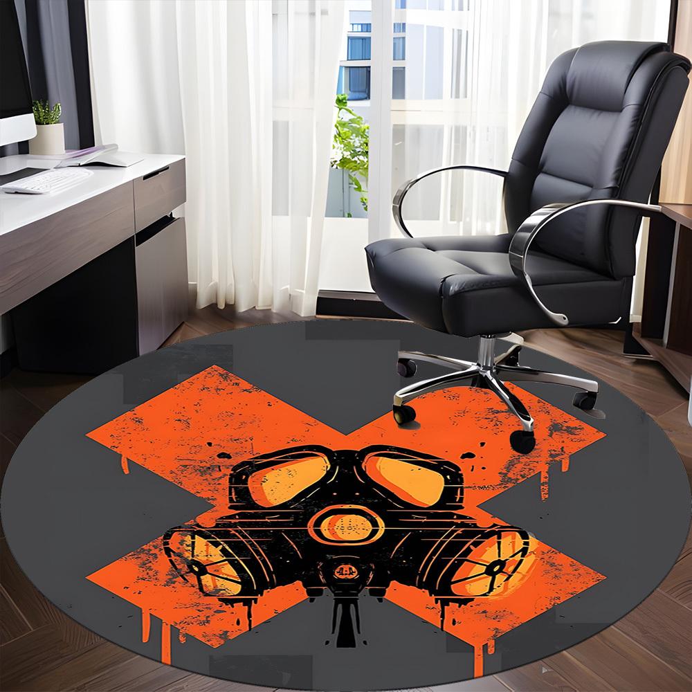 1pc Radiation Mask Office Round Area Rug, Indoor Mat Suitable For Office, Under Office Chairs Bedroom Living Room Home Decor, Room Deco