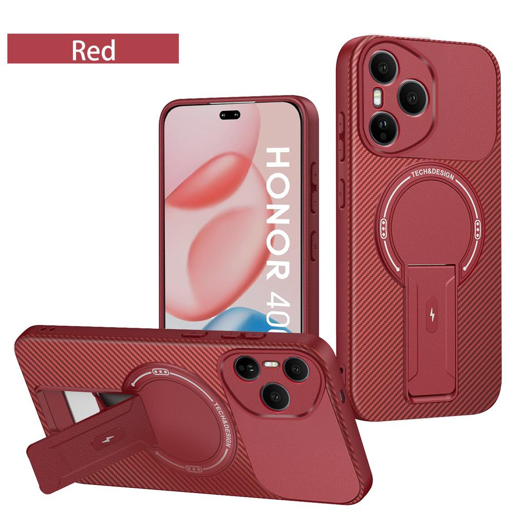 Carbon Fiber Pattern Armor Phone Case For Honor 400 Pro 400 Lite Cover Magnetic Wireless Chraging Fold Stand Back Shell Fundas