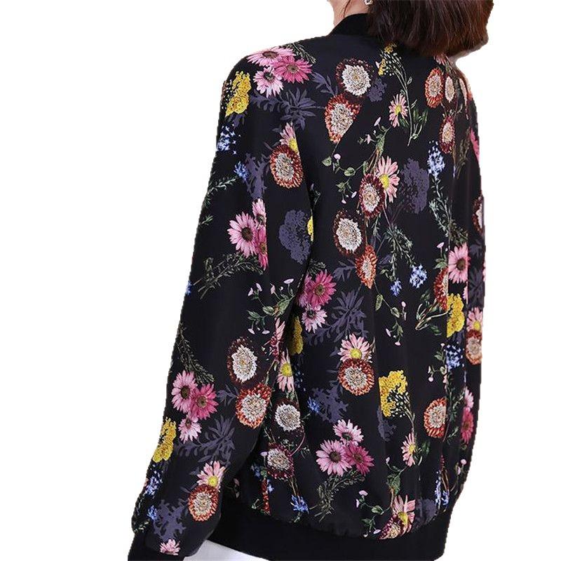 2025 Spring Chiffon Print Cardigan: Long-Sleeved, Loose-Fit Baseball Jacket