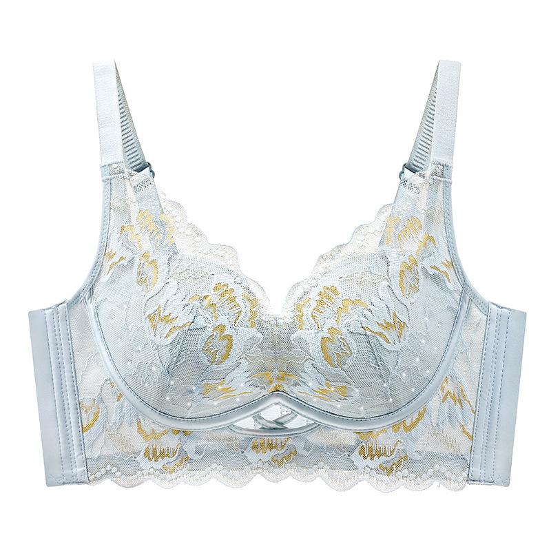 French Style Bra Women's Lace Bra Gathered Without Steel Rings Adjustable Breathable Bra Summer